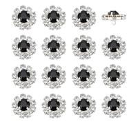 PH PandaHall 24pcs Black Rhinestone Buttons Embellishments Buttons Silver Flower Crystal Button Decoration Flower Rhinestone Sewing Shank Button for Jewellery Clothing Wedding Craft Accessory