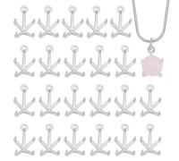 PH PandaHall 24pcs Brass Charms Bezel Blank Tray Rhinestone Claw Settings, Cabochon Settings Open-Back Bezel Pendant Setting Gemstone Claw Trays for 8x10mm Gems Jewellery Making, Silver