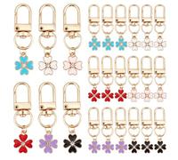 PH PandaHall 24pcs Four-Leaf Clover Keychain 6 Colors St. Patrick's Day Bag Charms Decorations Flower Purse Car Key Handbag Key Chain Bulk for Women Bag Handbags Backpacks Decoration