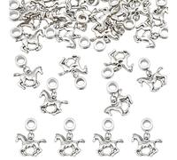 PH PandaHall 24pcs Horse Charm Running Horse Dangle Charm Tibetan Equestrian Horsemanship Charms Silver Animal Pendant Vintage Horses Pendant for Jewellery Making Bracelet Necklaces Keychain Craft