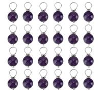 PH PandaHall 24pcs Natural Amethyst Charms 6.5mm Round Crystal Pendants with Loops Purple Gemstone Charms Jewellery Making Supplies for Bracelet Necklace Earring Crafting Decoration