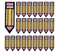 PH PandaHall 24pcs Pencil Iron on Clothes Patches Embroidered Sew on Patches Back to School Applique Patch Pen Fabric Repair Patch for Teacher Students Sewing Backpacks Shirts Hat Clothing, 69x20mm