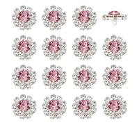 PH PandaHall 24pcs Pink Rhinestone Buttons Flower Crystal Button Silver Embellishments Buttons Decoration Flower Rhinestone Sewing Shank Button for DIY Jewellery Clothing Dress Wedding Accessory
