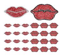 PH PandaHall 24pcs Red Lip Iron On Patches 2 Styles Rhinestones Lip Embroidery Patch Mouth Sew on Patches Kiss Lips Applique Cloth Patch for Sewing Clothing Hat Backpacks Jeans Dress Costume Decor