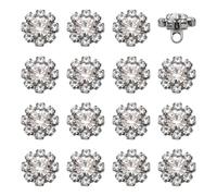 PH PandaHall 24pcs Rhinestone Buttons Embellishments Buttons Clear Flower Crystal Button Decoration Flower Rhinestone Sewing Shank Button for DIY Jewellery Clothing Wedding Accessory, Gunmetal