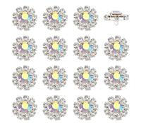 PH PandaHall 24pcs Rhinestone Buttons Silver Embellishments Buttons Clear AB Flower Crystal Button Decoration Flower Rhinestone Sewing Shank Button for DIY Jewellery Clothing Wedding Accessory