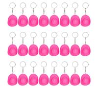 PH PandaHall 24pcs Western Cowboy Hat Keychains, Hot Pink Hat Keychain Mini Plastic Hats Charm Pendant with Rings for Western Party Favors Gifts Crafts Keychain Party Decoration
