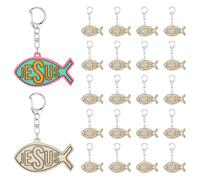 PH PandaHall 24pcs Wooden Fish Keychains, Unfinished Wood Easter Key Ring Color Your Own Keychain DIY Wood Painting Keychain Oranments for Hanging Party Favors Gifts Christmas, 8cm