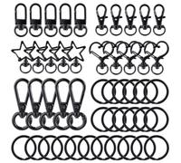 PH PandaHall 25 Sets Black Keychain Making Kit 5 Styles Swivel Lobster Clasp Keychain Clasp Keychain Clip with 25pcs Split Key Ring Keychain Making Supplies for DIY Crafts Jewellery Keychain