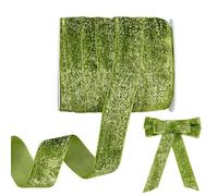 PH PandaHall 25 Yards 1 Inch Olive Green Velvet Ribbon Sparkle Ribbon Polyester Craft Ribbons for Gift Wrapping Wedding Gift Wrapping Flower Bouquet Decorations Party Decorations DIY Projects