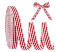 PH PandaHall 25 Yards Red Gingham Plaid Ribbon 15mm Checked Ribbon Polyester Craft Ribbons for Gift Wrapping Flower Bouquets Wreaths Christmas Tree Holiday Decoration