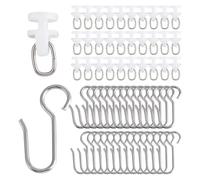 PH PandaHall 256pcs Curtain Track Hooks Rollers 2 Sizes Shower Curtain Pack of 128pcs Hooks and 128pcs Gliders S-Shape Curtains Carrier Hooks Sliding Glider for Home Office Shower Ceiling Rails Tracks