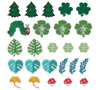 PH PandaHall 25pcs Leaf Patches, 10 Styles Leaf Sew on Patches Embroidered Very Hungry Caterpillar Patches for Clothes Sewing Jeans Jackets Backpacks Hats
