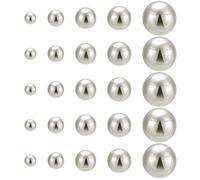 PH PandaHall 2720pcs Glossy ABS Plastic Beads 5 Size No Hole Silver Spacer Beads Undrilled Pearl Bead Round Loose Bead for Resin Craft Table Scatter Vase Filler, 3mm 4mm 5mm 6mm 8mm, Without Hole