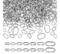 PH PandaHall 280pcs Double Jump Rings, 7 Sizes Oval Fishing Split Ring 304 Stainless Steel Double Loop Ring Small Connector Ring for DIY Crafts Key Chain Pendant Jewellery Making Fishing
