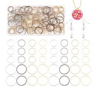 PH PandaHall 280pcs Hollow Circle Bezel Charms Earring Beading Hoop Rings 4 Colors Round Linking Rings Jewellery Connectors for Jewellery Making Earring Necklace Braccelet Resin DIY Crafts 14mm/20mm
