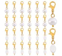 PH PandaHall 28pcs 2 Styles Freshwater Pearl Charm Pendant Natural Pearls Beads Pendants Pearls Charms with Lobster Clasps for Jewellery Making DIY Keychain Earring Bracelet 26mm