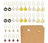 PH PandaHall 28pcs 7 Styles Flower Bee Paper Clips Daisy Butterfly Planner Clips Cute Decorative Paperclips Metal Bookmarks with Alloy Enamel Charms for Home Office School Planner Document Organizing