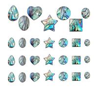 PH PandaHall 28pcs 7 Styles Resin Cabochons Natural Paua Shell Abalone Shell Beads Shell Cabochons Half Round Heart Seashell Beads for Bracelet Necklace Earring Jewellery Making DIY Craft