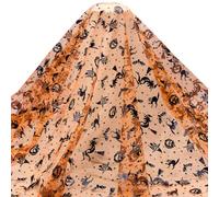 PH PandaHall 2m Halloween Lace Fabrics Dark Orange Tulle Fabric 1.6m Wide Black Witch Star Pattern Mesh Fabrics Foil Craft Fabric for Halloween DIY Dress Party Home Decor Garment Accessories