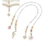 PH PandaHall 2pcs 16.3 inch Moon Star Beaded Bookmark Fantasy Butterfly Bookmark Crystal Bead Gold Chain Bookmark Charms for Book Lovers Gift for Men Women Students Teachers Home Library Reading