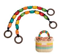 PH PandaHall 2pcs 17 Inch Bag Handles Wood Bead Purse Handle Colourful Wooden Beaded Bag Handles for Purse Making Replacement Boho Style Beach Bags Crochet Bags DIY Handicrafts