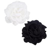 PH PandaHall 2pcs 17cm Flowers Brooches Extra Large Big Brooches Black White Floral Brooch Pins Lapel Pins for Wedding Party Banquet Dress Suit Clothes Accessories Gifts, White/Black