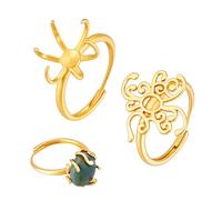 PH PandaHall 2pcs 18K Gold Plated Ring Base, Adjustable Ring Gem Holder