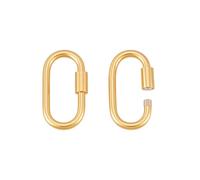 PH PandaHall 2pcs 18K Gold Plated Screw Lock Clasps, 925 Sterling Silver Necklace Shorteners Oval Necklace Enhancer Clasps Jewellery Connectors for Keychains Necklaces Making, 15x8.5mm