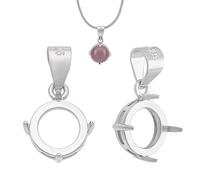 PH PandaHall 2pcs 925 Sterling Silver Blank Bezel Pendant Trays 16mm Round Bezel Frame Tray Setting Pendant Charm Gemstone Support for Cabochon Gems for DIY Necklaces Jewellery Crafts Making