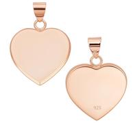 PH PandaHall 2pcs 925 Sterling Silver Heart Blank Bezel Trays Rose Gold Cabochon Pendant Settings Cabochons Bezel for Photo Charms Necklace Keychain Jewellery Making Thanksgiving Gift, Tray 19x19mm