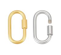 PH PandaHall 2pcs 925 Sterling Silver Screw Lock Clasps, 15x8.5mm Long Necklace Clasp and Closure Bail Clasp Necklace Enhancer Connector Clasps for Jewellery Craft Keychain Making, Golden & Platinum