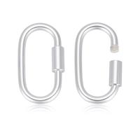PH PandaHall 2pcs 925 Sterling Silver Screw Lock Clasps, Locking Carabiner Clasp Oval Jewellery Clasp Necklace Connector for DIY Craft Necklace Bracelets Keychain Jewellery Making, 16x8mm