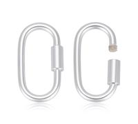 PH PandaHall 2pcs 925 Sterling Silver Screw Lock Clasps, Oval Jewellery Clasp Locking Carabiner Clasp Necklace Connector for DIY Craft Necklace Bracelets Keychain Jewellery Making, 14x7.5mm