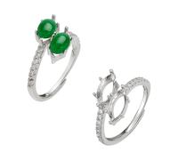 PH PandaHall 2pcs 925 Sterling Sliver Ring Blanks Adjustable Blank Ring Settings Cabochon Base Finger Ring Findings for 0.4x0.2in Diamond Gemstone Valentines Jewellery Making DIY Crafts Without Stones