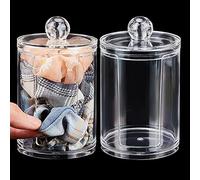 PH PandaHall 2pcs Acrylic Scrunchie Display Stand, Small Hair Ties Storage Organizer Clear Scrunchie Holder with Lid Hair Accessories Storage Rack for Women Teen Girls, 11.6cm/4.6 inch in Height