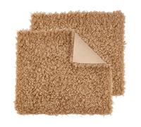 PH PandaHall 2pcs Brown Curly Fabric Plush Fabrics Wool Fuzzy Fabric Sherpa Fleece Fabrics Craft for Sewing Costumes Pillows Rugs Blankets DIY Craft 43x38cm
