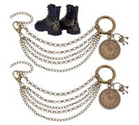 PH PandaHall 2Pcs Clock Boot Charms Chains 11 inch Antique Bronze Brass Shoe Lace Charms Decorative Shoelace Chains Multi-layer Boot Strap Chain for Women Boots Casual Shoes Sneakers Party Gift