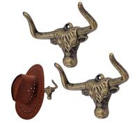 PH PandaHall 2pcs Cowboy Hat Rack for Wall, 5.12x4.13 Inch Cowboy Hats Holder Antique Bronze Western Wall Decor Hat Hooks for Organization Bedroom Living Room Barn Cabin Hunting Lodge Decor