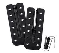 PH PandaHall 2pcs Cowhide Leather Boot Zipper Inserts, 5.2 x 2.1 Inch Black Tieless Shoe Laces Eyelets Zipper Lace-in Boot Lace 6 Black Holes No Tie Shoe Lace for DIY Men Women Sneakers Laces Repair