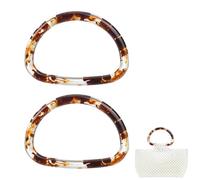 PH PandaHall 2pcs D-Shape Purse Handles, 12x10cm Resin Bag Handle Replacement Decorative Purse Handles Small Circle Rings for Crochet Bags Macrame Handbags Straws Beach Bags Making, Amber Color