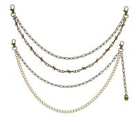 PH PandaHall 2pcs Double Layer Thorn Chain 16.5 inch Pants Chain Punk Hip Hop Wallet Chains Antique Bronze Gold Chains for Men Women Music Festival Party Daily Wear Accessory