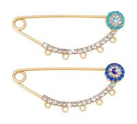 PH PandaHall 2pcs Evil Eye Brooch Pins, Lucky Eyeball Brooch Charm with 5 Loops Rhinestone Brooch for Good Luck Stroller Pin Clothing Neckline Pins, 0.12×0.26inch