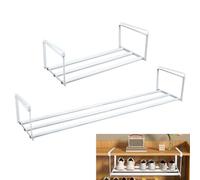 PH PandaHall 2pcs Expandable Hanging Shoe Rack, Adjustable Cabinet Shoe Shelf Retractable Closet Organizer Telescopic Shoes Storage Hanging Shelves Rack for Closet Kitchen Countertop Home Organization