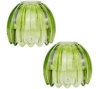 PH PandaHall 2pcs Glass Green Tulip Lamp Shades E26 Base Small Flower Lampshades Replacement Flower Lamp Shade for Floor Table Chandelier Sconce Light Covers, 4.2cm Top x 10.5cm Diameter x 13cm Height