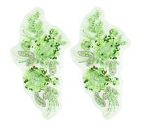 PH PandaHall 2pcs Green Beaded Sequins Beaded Flower Applique Pearl Lace Applique, Handmade Green Sequin Fabric Pearl Flower Fabric for Wedding Dress Gown Clothing Party DIY Crafts Decor