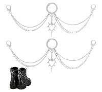PH PandaHall 2pcs Hollow Heart Shoelace Charms Platinum Shoe Charms Stylish Metal Boot Chain Sneaker Chain with Clasp Shoelaces Clip for Women Shoes Boots Christmas Gift Decoration Accessories