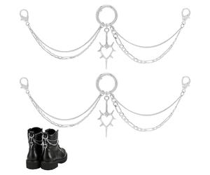 PH PandaHall 2pcs Hollow Heart Shoelace Charms Platinum Shoe Charms Stylish Metal Boot Chain Sneaker Chain with Clasp Shoelaces Clip for Women Shoes Boots Christmas Gift Decoration Accessories