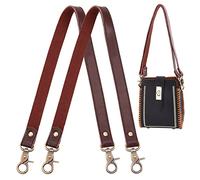 PH PandaHall 2pcs Leather Bag Handles 23.8" Brown Leather Replacement Handles Replacement Purse Straps with Antique Bronze Swivel Lobster Buckles for Handbags Purses Shoulder Bags