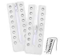 PH PandaHall 2pcs Leather Boot Zipper Inserts, 6.3 x 2.2 Inch 8 Gunmetal Holes White Tieless Shoe Laces Eyelets Zipper Lace-in Boot Lace No Tie Shoe Lace for DIY Men Women Sneakers Laces Repair